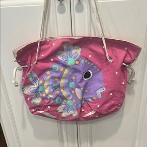 Whimsical Pink and Purple Fish Design Tote